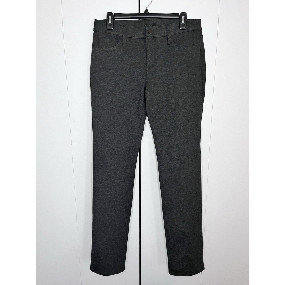 NWT Ann Taylor Women Dark Gray Heather Slim Pants Size 8 Pockets Stretch Career